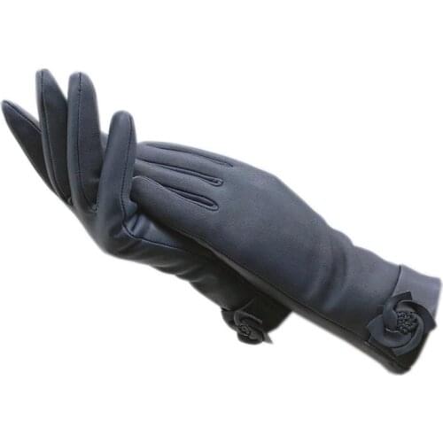 Winter ladies wrist fashion sheepskin gloves gray new warm leather driving thickened super soft lining autumn long gloves 2021-0