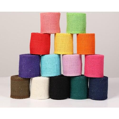 2M/Roll 6cm Natural Jute Burlap Ribbon Rustic Vintage Wedding Decor Hessian Hemp Roll Christmas Party Supplies DIY Decoration