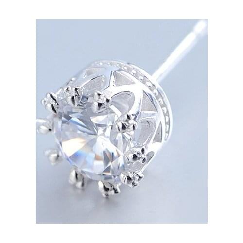 2020 Classic Women Men Stud Earring Romantic Zircon Silver Color Small Stud Earrings Wedding Brand Jewelry for Girl Party Gift