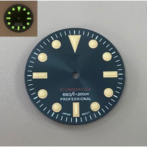 28.5mm Stereo Green Luminous Watch Dial for NH35/NH36 Movement with S Logo