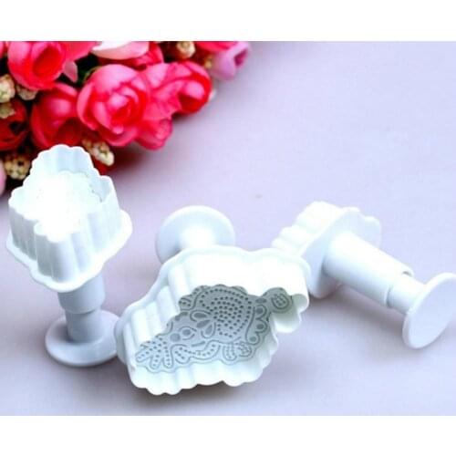 3pcs/set Rhombus Embroidery Cake Molds Cookie Cutter Plunger Mould Sugarcraft Cakes Cookie Decorating Cutter