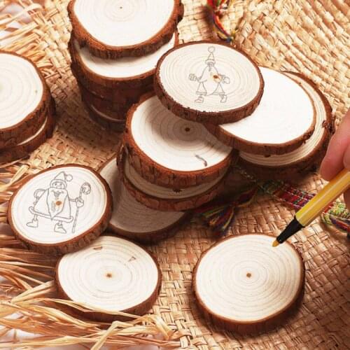 30pcs 3-4CM Unfinished Natural Pine Round Wood Log Slices Discs For DIY Crafts Wedding Party Painting Gift Shooting Props Decor