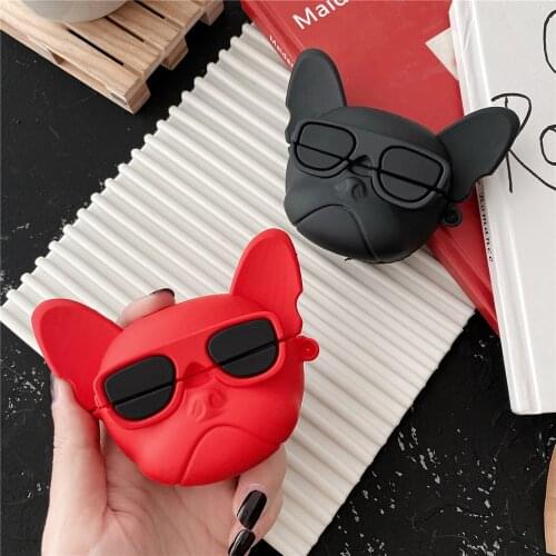 3D Cartoon cute Cool bulldog with glasses cover For HUAWEI FreeBuds pro 3 Cases Wireless Bluetooth headset Case charging box