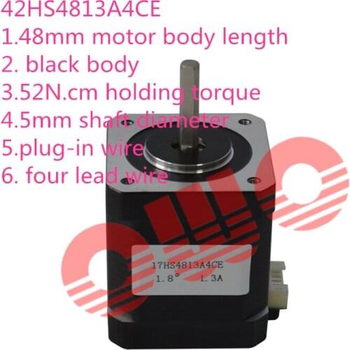 48mm length 1.3A current 52N.cm holding torque nema 17 1.8 degree black body stepper motor with plug-in single shaft