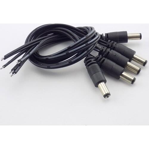 5pcs 2.1*5.5mm 12v DC Male Connectors Plug Power Supply Extension Cable cord wire CCTV Camera LED Strip Light