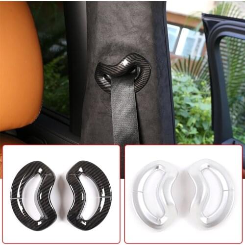2Pcs Carbon fiber Car Parts Safety Belt Cover Trim Silver ABS Chrome For BMW X5 X7 G05 G07 2019-2020 Car Accessories Interior