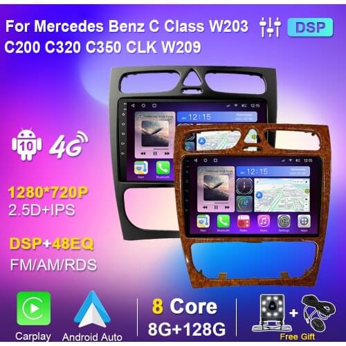 Car Radio For Mercedes C Class C-Class W203 2002 2003 2004 2005 Android 10 Auto Multimedia Player GPS Navigation 4G WiFi IPS