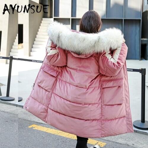 AYUNSUE Winter Coat Women Clothes 2020 Parka Korean Warm Jacket Womens Coats Big Fur Collar Hooded Wmen Parkas 1801 YY2011