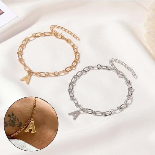 English Letter A Anklet Lphabet Anklet Bracelet Boho Foot Jewelry Gift Women Accessories Leg Foot Chain For Female Couple Party