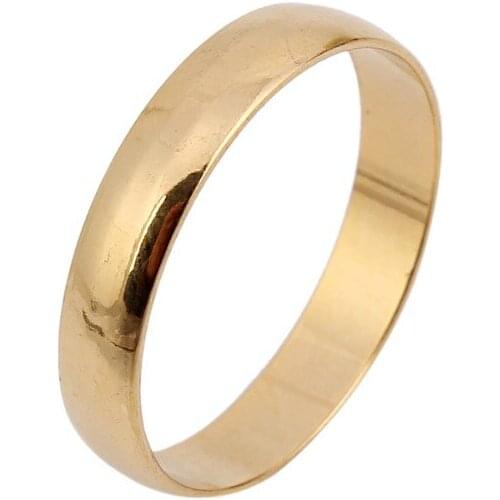 Fashion 24k Plain 4mm 6# 7# 8# 9# Ring Italian Fashion Ring Gold Color Wedding Engagement Shaped Ring Jewelry