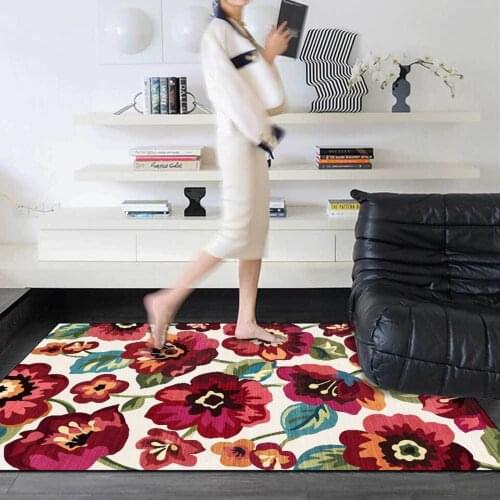 Flower Carpet For Living Room Rectangle Country Pastoral Coffee Table Mat American Retro bedside non-slip mat Bedroom Decorative