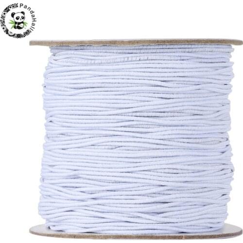 Pandahall 1mm Round Cords Elastic Wire with Nylon Outside and Rubber Inside Thread For Jewelry Making Wihte/Black 100m/roll