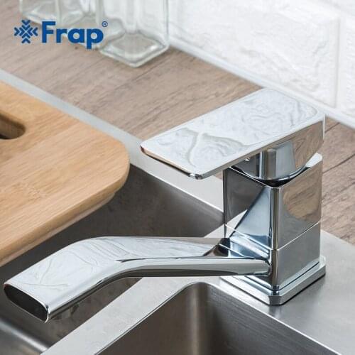FRAP Newly Home Kitchen Sink Faucet Cold and Hot Water Tap Mixer Single Handle Square Tap Kitchen Mixer Home Improvement F4546