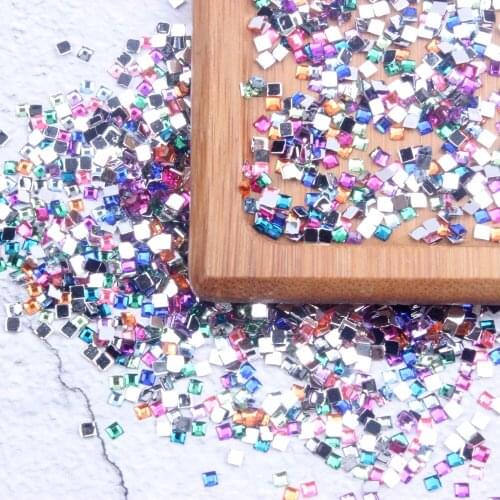Square 2g 1000pcs Acrylic Flatback Rhinstones Nail Art DIY Crafts Jewelry Making Laptop Wedding Dresses Decorations