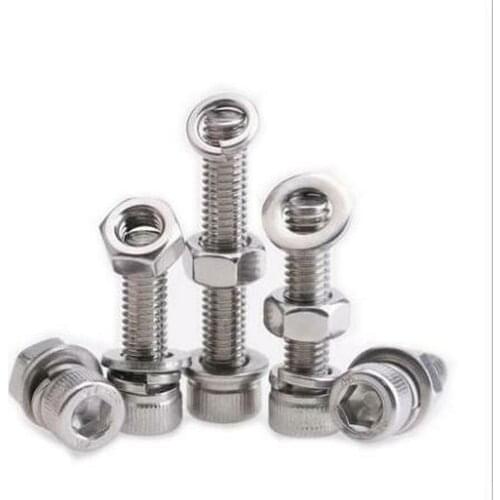 M8 304 Stainless steel inner hexagon Screws bolt nut flat/spring washer