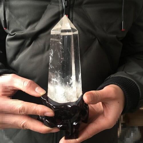 Massive 500-650g natural clear quartz crystal wand point reiki healing crystals base healing provide energy as for gift