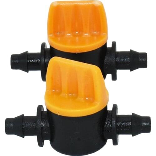 Garden hose Mini Valve 1/4 irrigation water valve 2 way tap 4/7 hose waterstop connectors 1/4" barb Drip adapter 60pcs