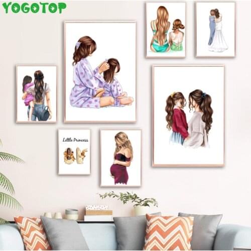 Fashion pregnant woman mothers love Little Girl Figure Wall Art Diy diamond painting 5D full mosaic diamond embroidery YY5273