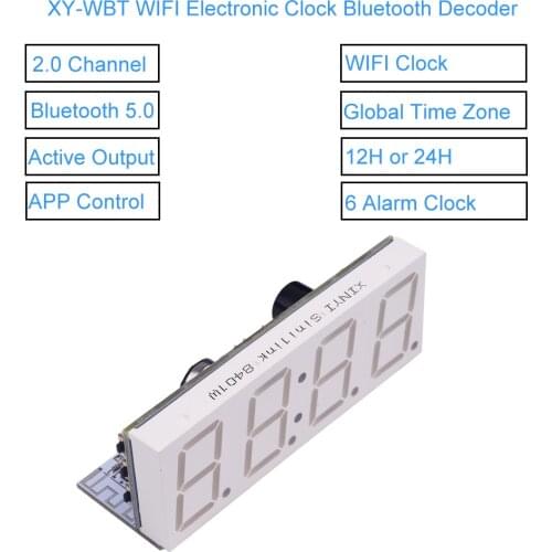 WiFi Timing Clock Module + Bluetooth-Compatible Audio Player MP3 Decoding Board APP Control DIY Wireless Network Timing