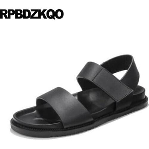 Men Gladiator Sandals Summer Water Native Fashion 2018 Roman Outdoor Flat Leather Designer Strap White Black Casual Soft Shoes