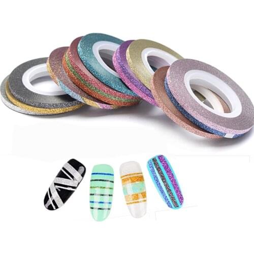 6 /14 Rolls Matte Glitter Nail Striping Tape Set 1/2/3 mm Line Multi Color Nail Art Sticker Tools Decals DIY Manicure #274993
