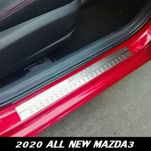 Car Stainless Steel Door Sill Scuff Plate for All New MAZDA 3 2019-2020