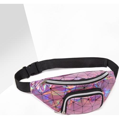 2021 New Womens Waist Banana Bag PU Leather Geometry Laser Trend Crossbody Shoulder Cellphone Chest Bag Female Fanny Packs Bags