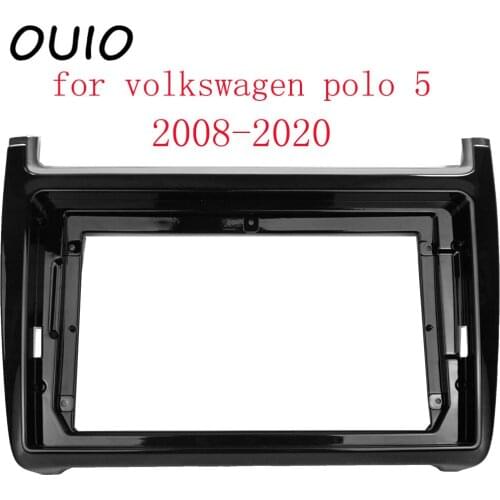 OUIO 9 inch car dashboard Double Din DVD frame decoration kit dashboard panel suitable for volkswagen polo 5 2008-2020 frame