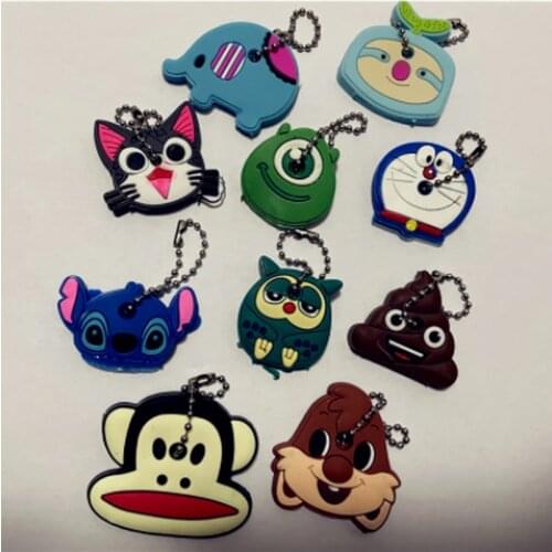 Hot Sale 2Pcs Household New Cartoon Keyring Animals Shape Lovely KeyChain for Boys and Girls Key Chain Bag Pendant Jewelry Gifts