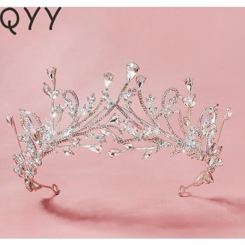 QYY Wedding Crown Rhinestone Tiaras and Crowns for Women Accessories Crystal Bridal Hair Jewelry Party Bride Headpiece Gift