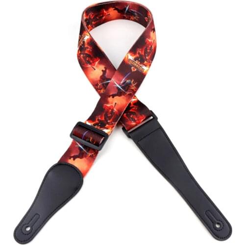 Nylon Guitar Strap for Acoustic Electric Guitar and Bass Guitar Picks Multi-Color Guitar Belt Adjustable Skull Printing Straps