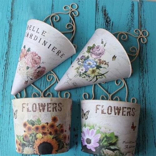 Romantic Plastic Flower Pot Wall Hanging Planter Plant Holder Basket Home Decor H58C