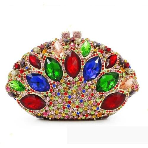 Luxury Women Crystal Mini Party Clutch Colorful Rhinestone Evening Bag Handbag Fashion Gemstone Ladies Dinner Ball ClutchesPurse