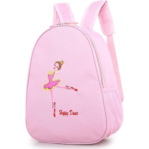 Kids Adjustable Shoulder Strap Backpack Embroidery Girl Picture Nylon Dance Bag Ballet Dance Shoes/Clothes Children Receive Bag