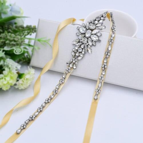 ZMS352 Wedding Belt Luxury Clear Crystal Rhinestone Applique Female Bridal Sash Womens Belts Fashion Brides Accessories
