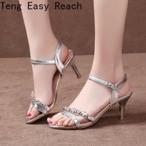 Summer Women Shoes Gladiator Buckle Strap Womens Sandals Fashion Chunky Ladies Sandals For Woman Ankle Strap Footwear silver