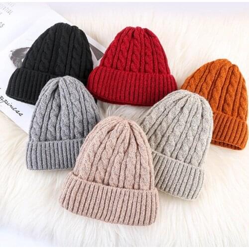 WZCX Solid Color Stripe Keep Warm WomenS Winter Hat Ear Protection Korean Version Autumn Winter Beanie Hat Knitted Cap