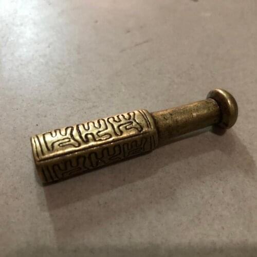 CHINA antique Pure copper Old fashioned cigarette bag small Statue Metal crafts family decorations Cigarette holder