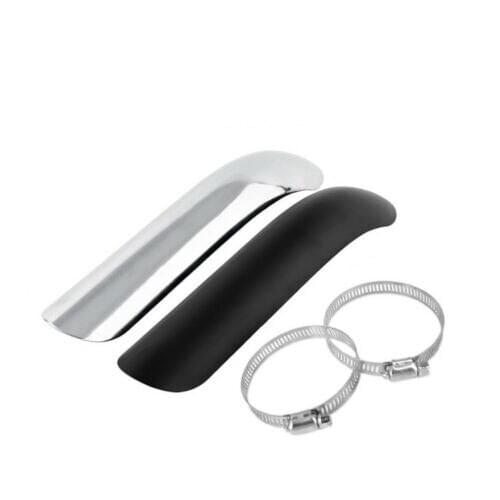 Universal Motorcycle Curve Plain Exhaust Muffler Pipe Heat Shield Cover Guard Cafe Racer Old School