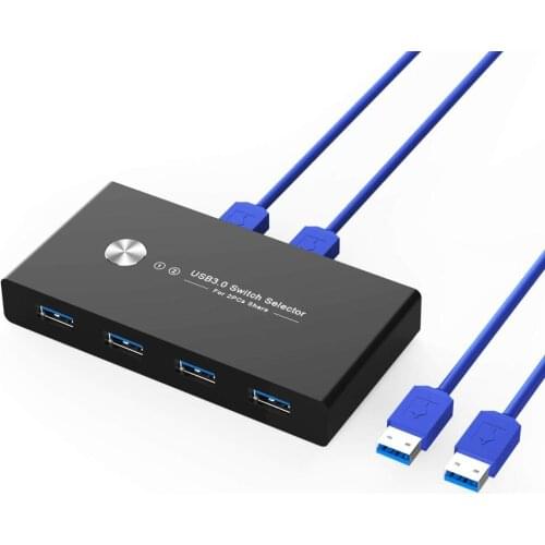 USB 3.0 Sharing Switch Selector KVM Switch 4 Port USB 3.0 Sharing Box Selector for Switcher KM Adapter KVM Console 2 PC Sharing