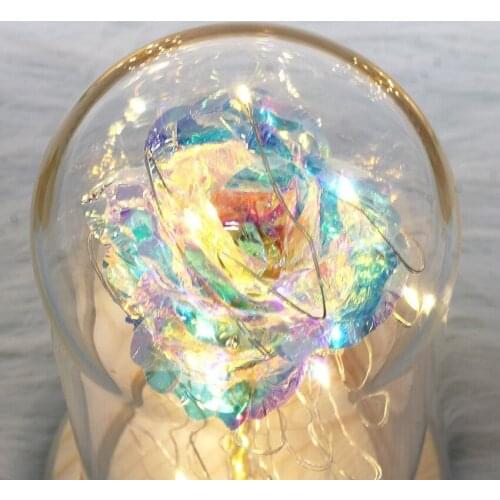 Spectacular Excellent Gift Beauty And The Beast Enchanted LED Red Rose Glass Dome Lighted Home Decoration