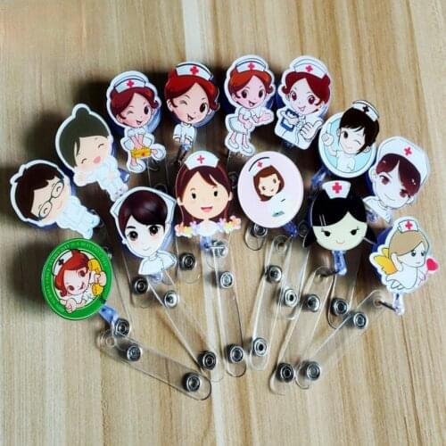 1pc Doctors Nurse Office Retractable Reel ID Pull Badge Lanyard Name Tag Holder Key Ring Chain Clips Hospital Supplies