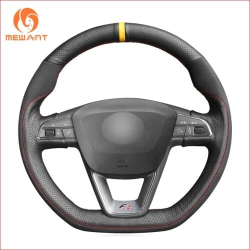 MEWANT Genuine Leather Suede Steering Wheel Covers for Seat Leon Cupra R 2013-2019 Leon ST Cupra 2013-2019 Ateca FR 2016-2019