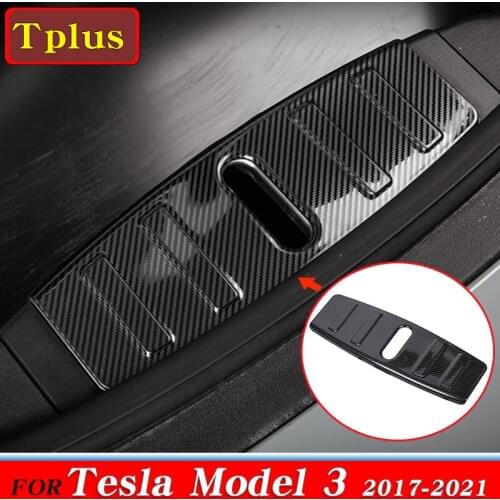 Model3 2021 Car Trunk Lock Protective Cover Metal sticker For Tesla Model 3 Accessories Stainless Steel Car lock cover Stickers
