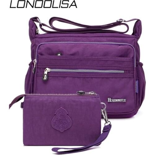 2 Set Multi-pocket Women Nylon Shoulder Bag Daily Travel Crossbody Bags For Women 2019 High Quality Waterproof Ladies Clutch Bag