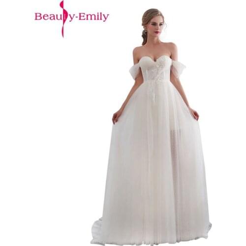 Beauty Emily White Lace Formal Evening Dresses 2019 long Plus Size A-Line Evening Party Dresses Floor-Length Prom Dress Elegant