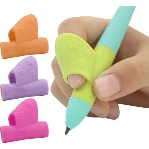 ZK20 Helps Children Learn Holding Pen And Writing Posture Color Random 3 Pencils Handle Right Hand Correction Fits Pencil Soft