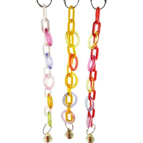 1pc Pet Bird Parrot toys Plastic Chain with Bell Hanging bite toy for Cage Accessoris BT038