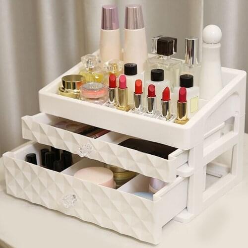 1pc Dual-Drawer Cosmetic Drawer Lipstick Lip Gloss Cosmetics Make Up Brushes Hot Multi Compartments Makeup Storage Box Organizer