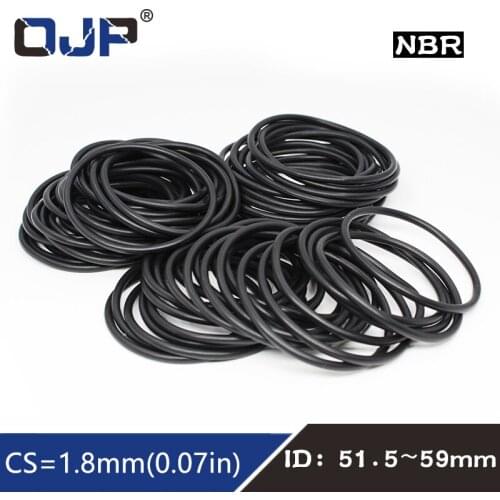 10PCS/lot Rubber Ring NBR Sealing O-Ring 1.8mm Thickness ID51.5/53/54.5/56/57/58/59*1.8mm Nitrile O Ring Seal Gasket Rings